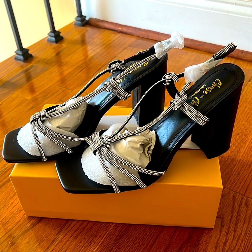 Black Rhimestone Opentoe Sandals